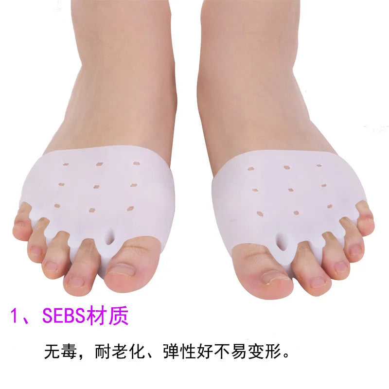 2pcs Silicone Forefoot Pads Gel Insoles Pads Toe Separator Cushion Pad Pain Relief Insoles Finger Toe Valgus Corrector Gel Pads