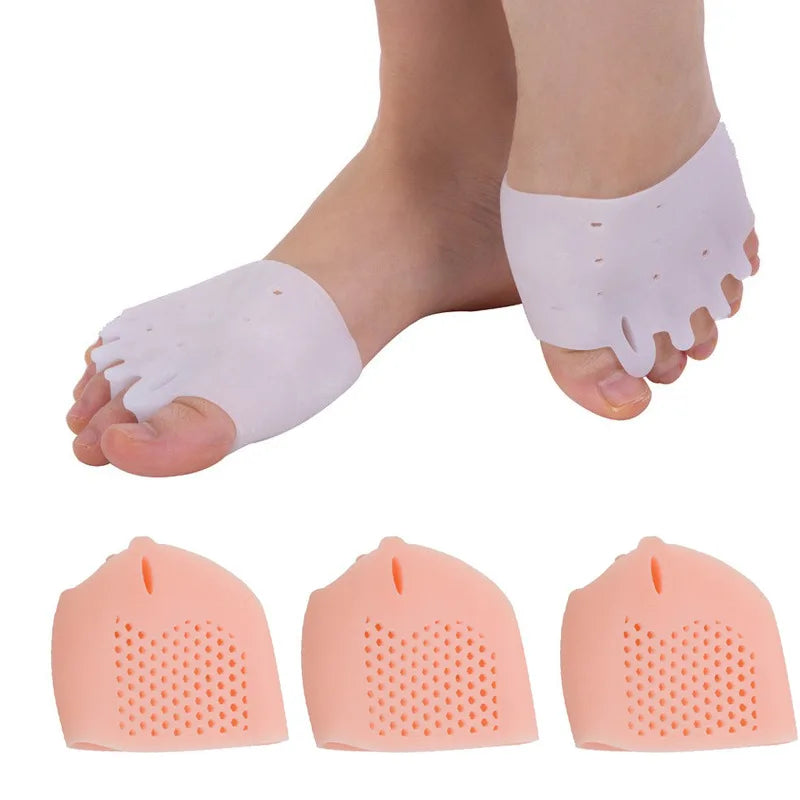 2pcs Silicone Forefoot Pads Gel Insoles Pads Toe Separator Cushion Pad Pain Relief Insoles Finger Toe Valgus Corrector Gel Pads