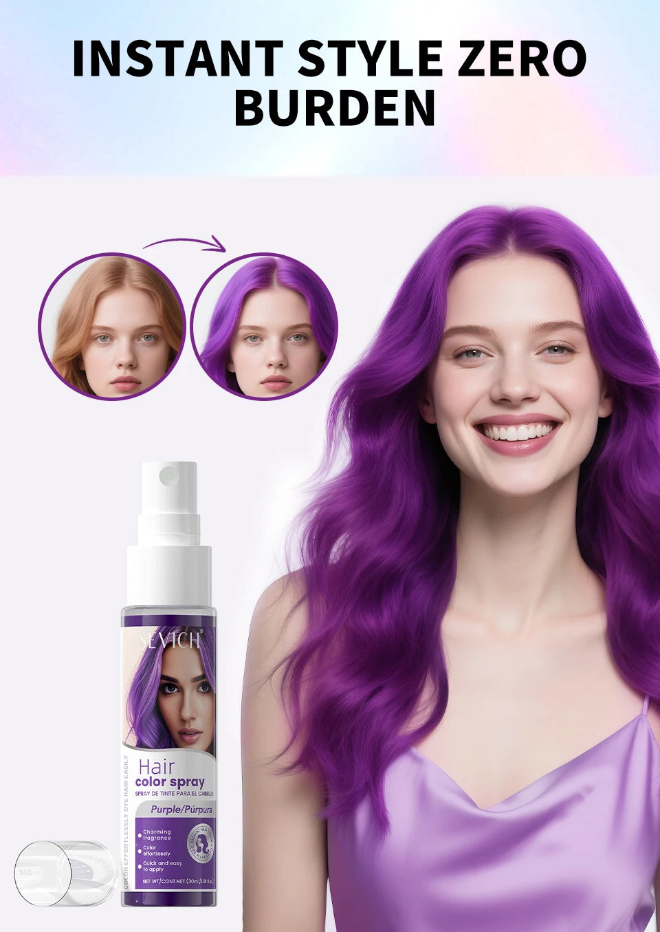Halloween Hair Color Spray Disposable Hair Dye Spray DIY One-Time Hair Color Liquid Washable 8 colors Party Hair Styling Spray