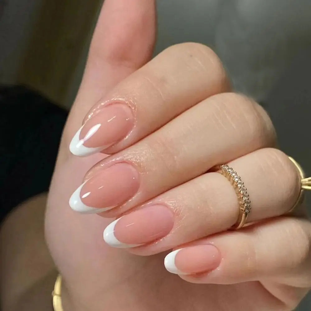 Manicure Long Almond False Nails Purple French Press on Nails Detachable Cat's Eye Cherry Fake Nials DIY
