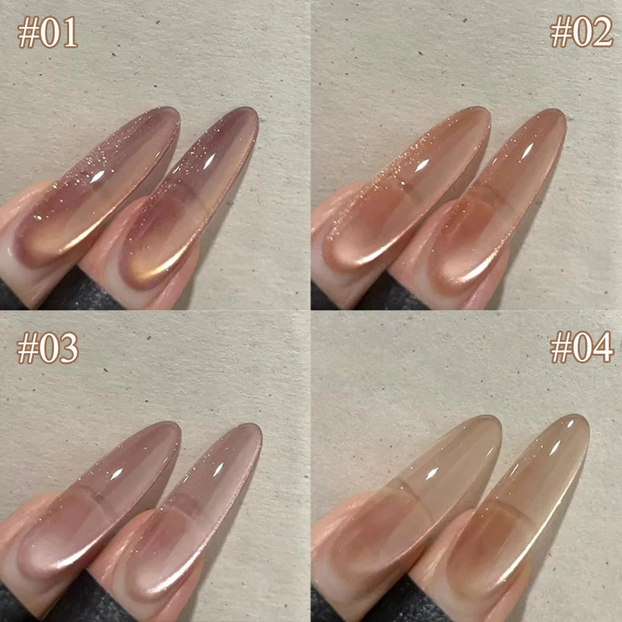 TC 10ml Holographic Glitter Mirror Porcelain White Cat Eye Gel Polish Magnetic Galactic Effect Gel Nail Polish Soak Off UV LED