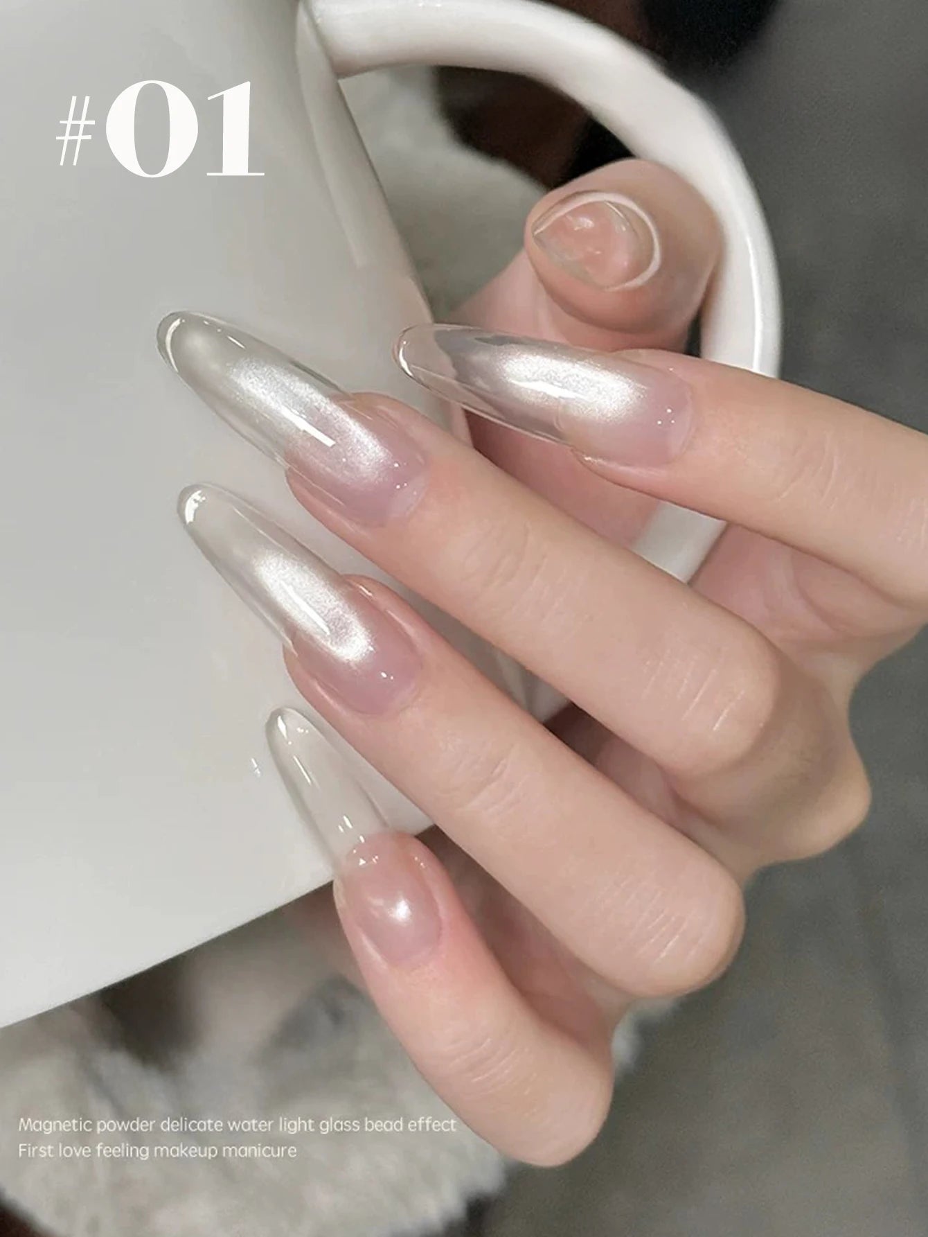 TC 10ml Holographic Glitter Mirror Porcelain White Cat Eye Gel Polish Magnetic Galactic Effect Gel Nail Polish Soak Off UV LED