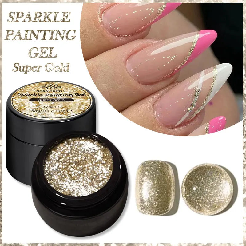 BORN PRETTY 5ml Super Sliver Metallic Gel Nail Polish Holographics Metal Effect Painting Liner DIY Nail Art Decoration Varnish