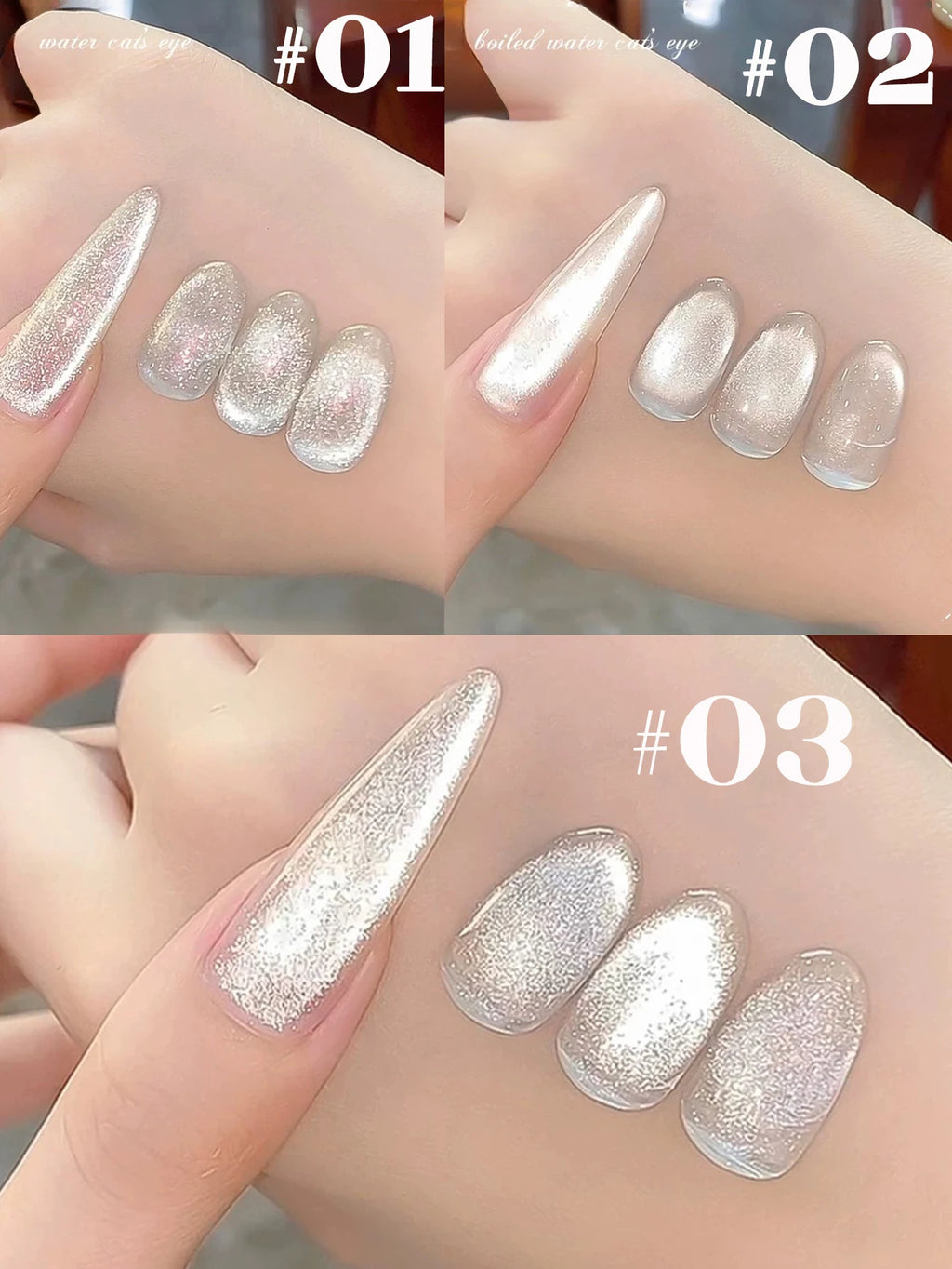 TC 10ml Holographic Glitter Mirror Porcelain White Cat Eye Gel Polish Magnetic Galactic Effect Gel Nail Polish Soak Off UV LED