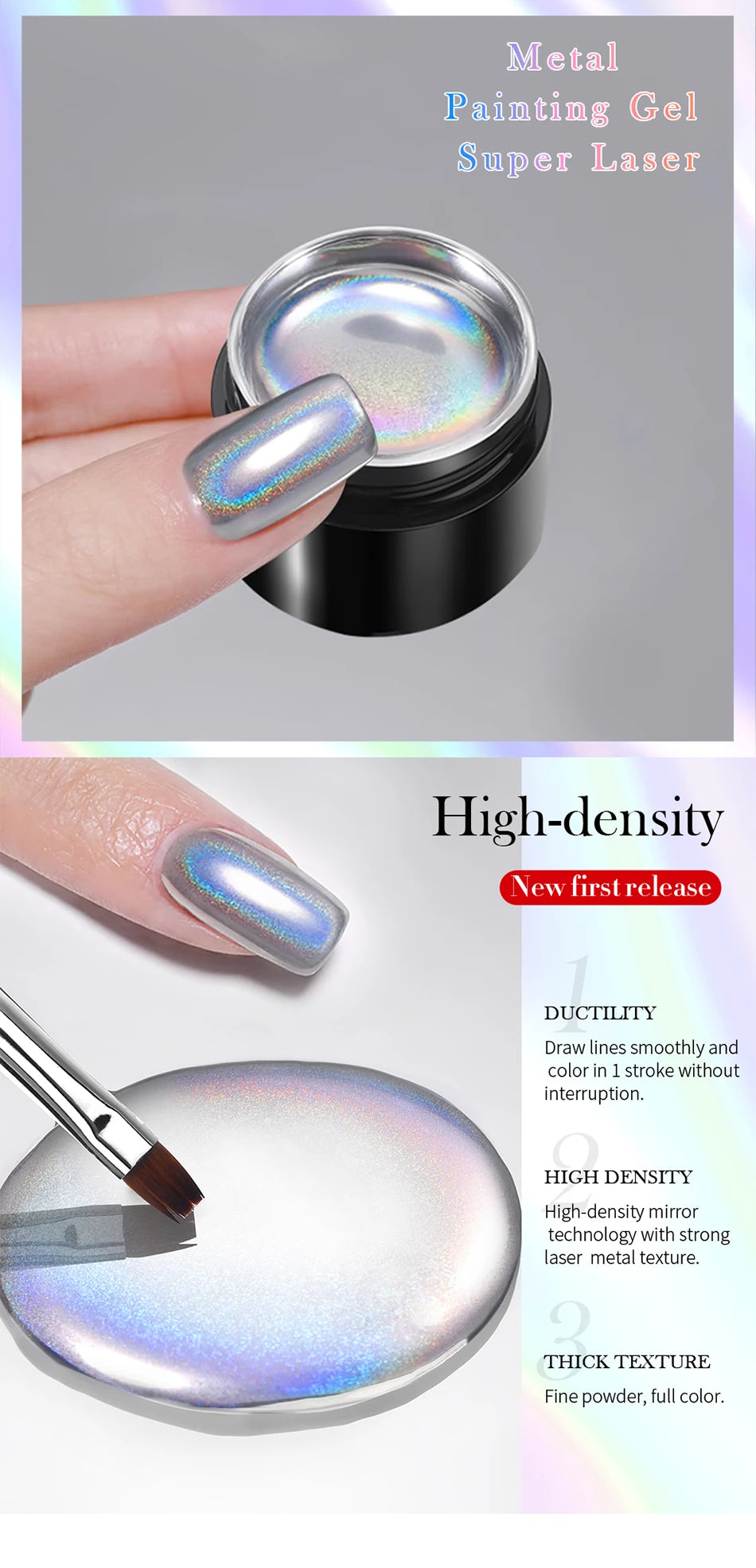 BORN PRETTY 5ml Super Sliver Metallic Gel Nail Polish Holographics Metal Effect Painting Liner DIY Nail Art Decoration Varnish