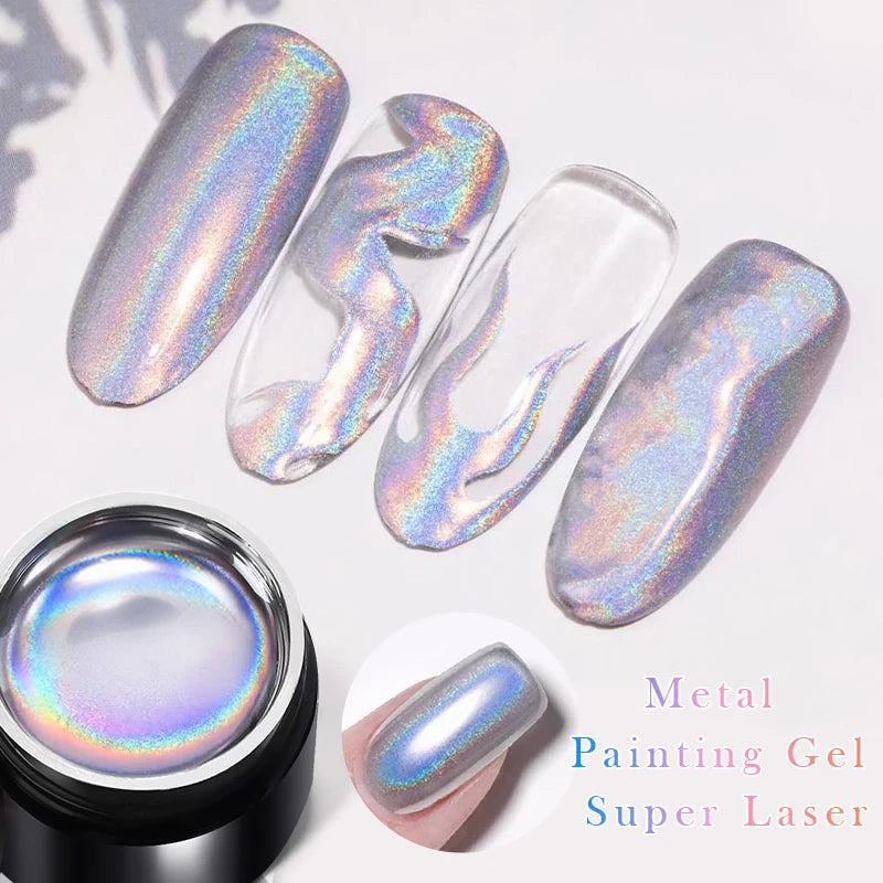BORN PRETTY 5ml Super Sliver Metallic Gel Nail Polish Holographics Metal Effect Painting Liner DIY Nail Art Decoration Varnish