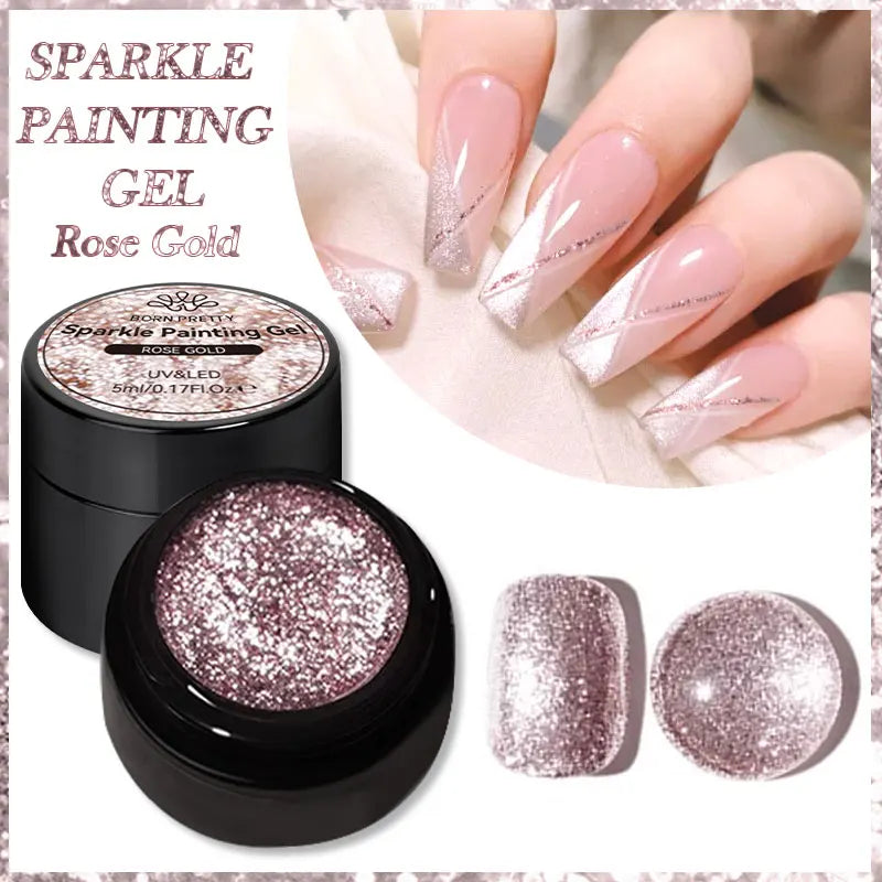 BORN PRETTY 5ml Super Sliver Metallic Gel Nail Polish Holographics Metal Effect Painting Liner DIY Nail Art Decoration Varnish