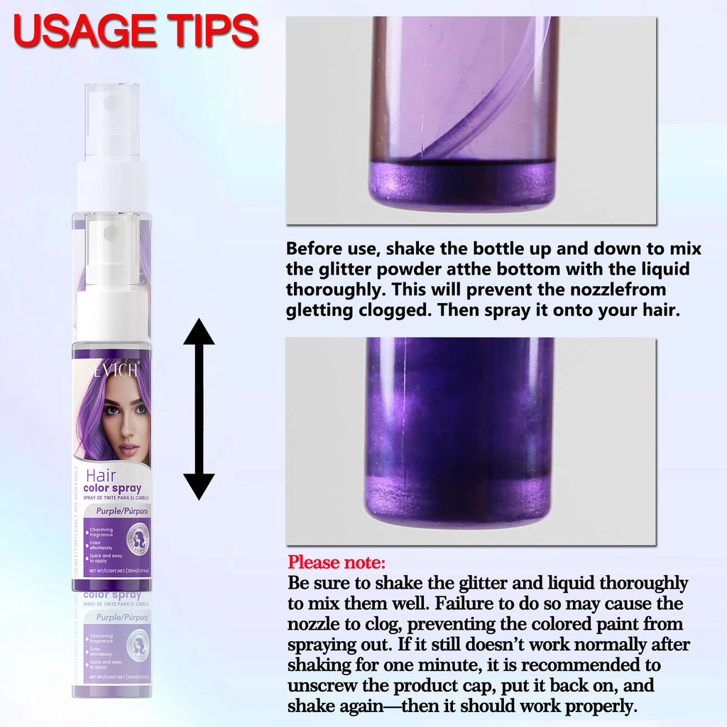 Halloween Hair Color Spray Disposable Hair Dye Spray DIY One-Time Hair Color Liquid Washable 8 colors Party Hair Styling Spray