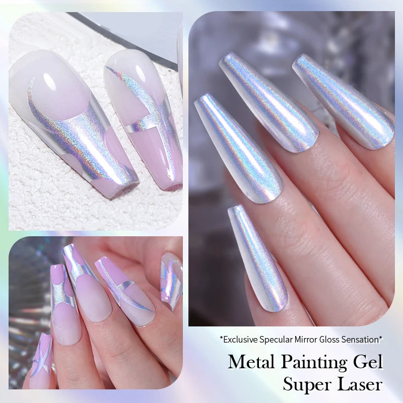 BORN PRETTY 5ml Super Sliver Metallic Gel Nail Polish Holographics Metal Effect Painting Liner DIY Nail Art Decoration Varnish