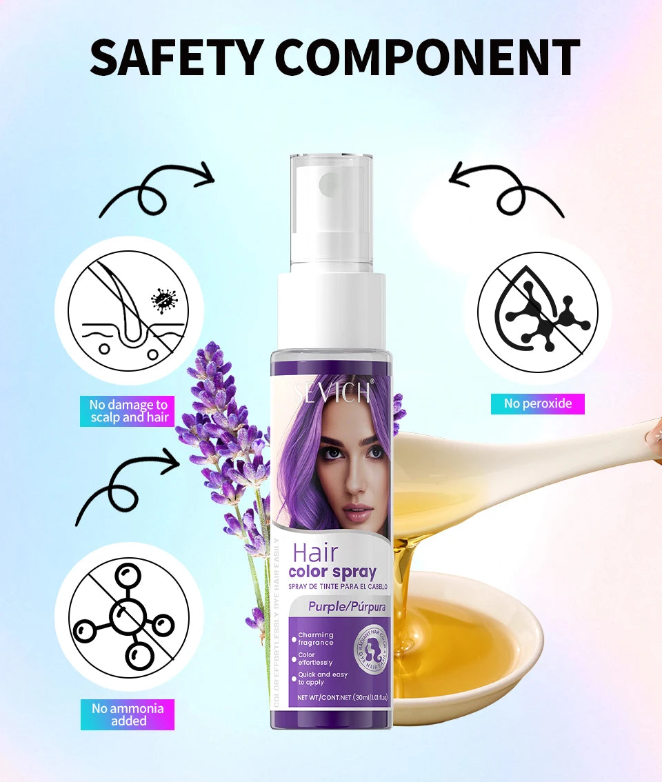 Halloween Hair Color Spray Disposable Hair Dye Spray DIY One-Time Hair Color Liquid Washable 8 colors Party Hair Styling Spray