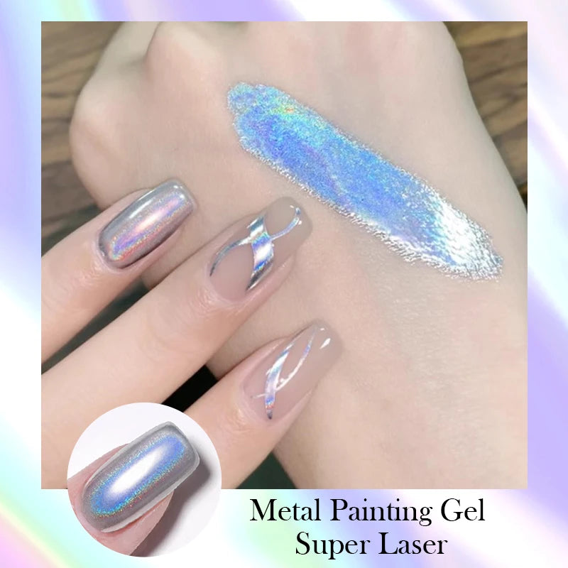 BORN PRETTY 5ml Super Sliver Metallic Gel Nail Polish Holographics Metal Effect Painting Liner DIY Nail Art Decoration Varnish