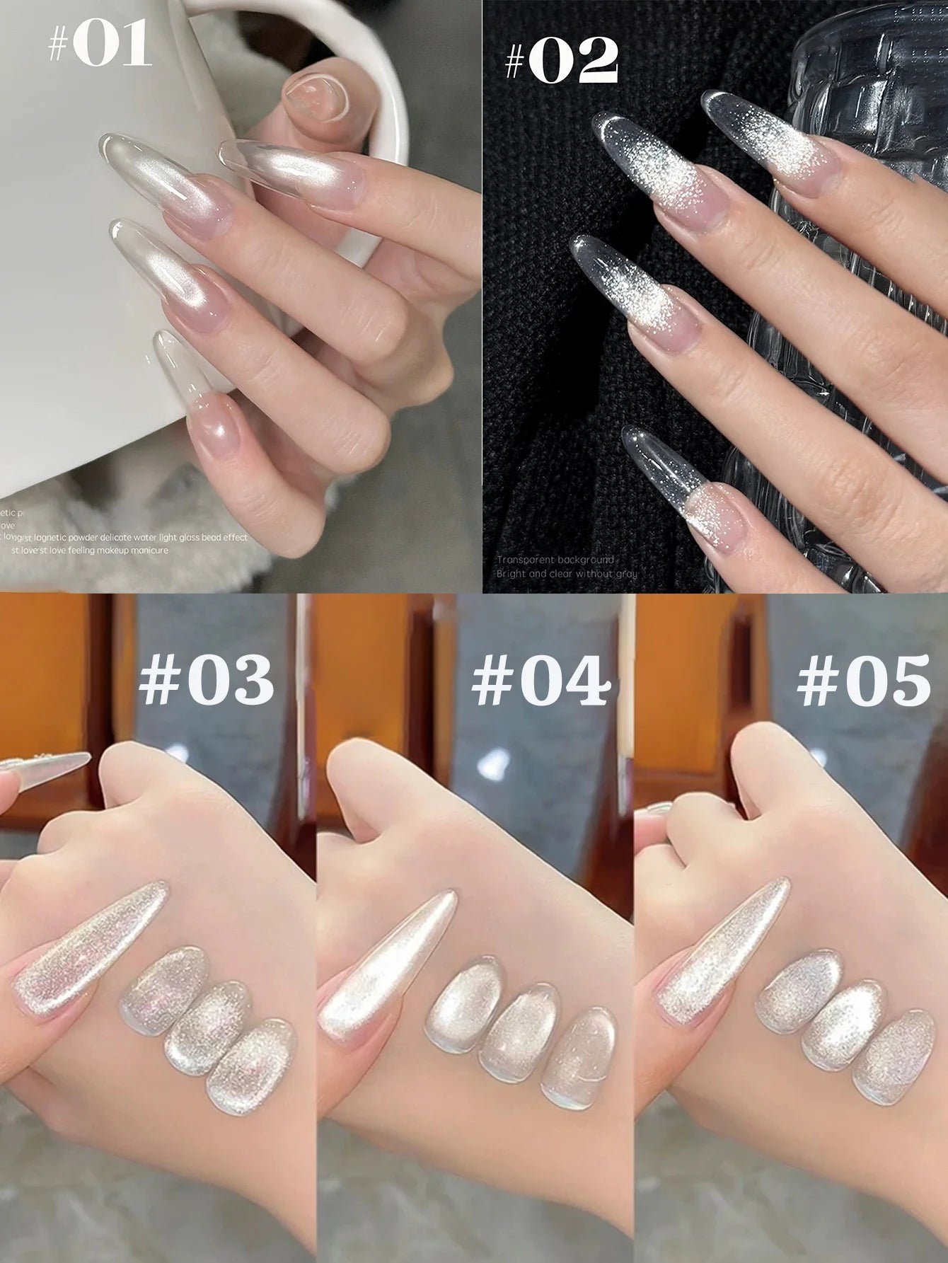 TC 10ml Holographic Glitter Mirror Porcelain White Cat Eye Gel Polish Magnetic Galactic Effect Gel Nail Polish Soak Off UV LED