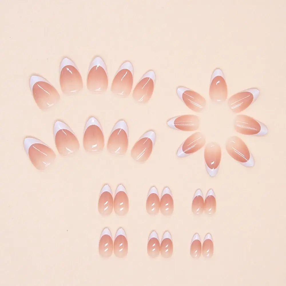 Manicure Long Almond False Nails Purple French Press on Nails Detachable Cat's Eye Cherry Fake Nials DIY