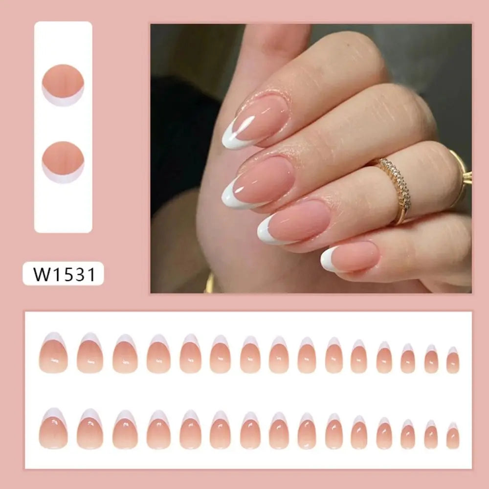 Manicure Long Almond False Nails Purple French Press on Nails Detachable Cat's Eye Cherry Fake Nials DIY