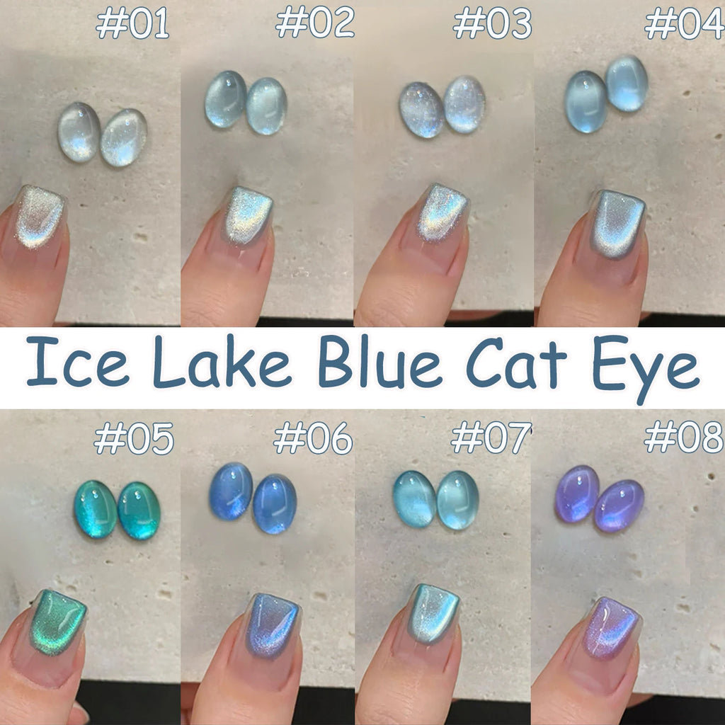 TC 10ml Holographic Glitter Mirror Porcelain White Cat Eye Gel Polish Magnetic Galactic Effect Gel Nail Polish Soak Off UV LED