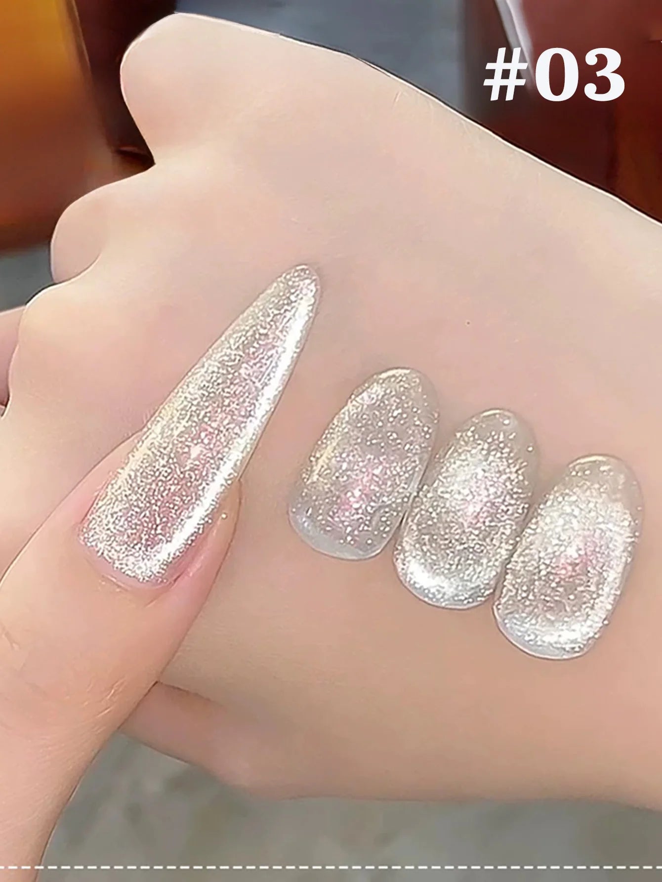 TC 10ml Holographic Glitter Mirror Porcelain White Cat Eye Gel Polish Magnetic Galactic Effect Gel Nail Polish Soak Off UV LED